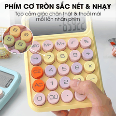 Máy Tính Cầm Tay Micofi Phím Cơ, Máy Tính Cầm Tay Mini Màu Pastel Cute Bấm Tay Điện Tử Bỏ Túi 12 Số Tính Toán Tặng Pin