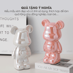 Ống Heo Tiết Kiệm Micofi Gấu Bearbrick, Ống Heo Sứ Trang Trí Mô Hình Bearbrick Decor Trưng Bày, Tượng Đút Tiền Gấu 28CM