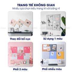 Miếng Dán Tường Micofi, Tấm Bảng Ghim Decor Tường, Bảng Ghim Nỉ Trang Trí Cửa Phòng Thông Báo, Ảnh, Note Ghi Chú