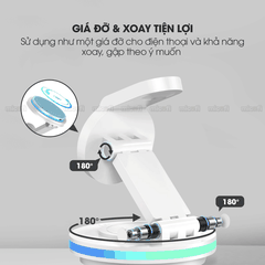 Sạc Không Dây Micofi Iphone Nhanh, Đế Sạc 4 In 1 Tai Nghe Bluetooth Airpod Điện Thoại Đồng Hồ, Trạm Magsafe Có Đèn LED