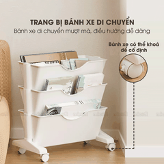 Kệ Sách Micofi, Giá Sách 3 Và 2 Tầng Có Bánh Xe, Kệ Đựng Hồ Sơ Đứng Nhiều Tầng Để Đồ Tài Liệu Giấy Tờ Văn Phòng Di Động