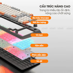 Bàn Phím Bluetooth Không Dây Xunfox x Micofi Giả Cơ Máy Tính, Bàn Phím Gaming Chơi Game Có Dây Laptop Điện Thoại PC LED