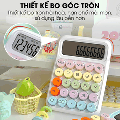 Máy Tính Cầm Tay Micofi Phím Cơ, Máy Tính Cầm Tay Mini Màu Pastel Cute Bấm Tay Điện Tử Bỏ Túi 12 Số Tính Toán Tặng Pin
