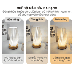 Đèn LED Bàn Micofi Trang Trí, LED Ngủ Decor Đọc Sách Để Bàn Phòng Khách Phòng Ngủ, Đèn 3D Nhiều Màu Gợn Sóng Hiện Đại