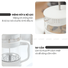 Bình Nước Pha Trà Micofi Giữ Nhiệt, Ấm Pha Trà Cà Phê Thuỷ Tinh, Bình Nước Hãm Cafe Có Lõi Lọc 2 Lớp Dung Tích 1 Lít