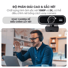 Webcam Micofi Camera Nét PC, Webcam Có Micro 2K Laptop 30FPS Máy Tính Bàn 1080P PC USB Hỗ Trợ Học Online Từ Xa Tiện Lợi