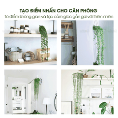 Chậu Cây Giả Dây Leo Micofi Trang Trí Nhựa Decor Ban Công, Cây Dây Leo Rủ Lá Cảnh Nhân Tạo Decor Phòng Ngủ Phòng Khách