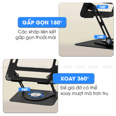 Giá Đỡ Laptop Ipad Micofi, Kê Laptop Máy Tính Xoay 360 Độ 15.6 Inch, Giá Để Ipad Macbook Tản Nhiệt Gấp Gọn