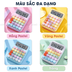 Máy Tính Cầm Tay Micofi Phím Cơ, Máy Tính Cầm Tay Mini Màu Pastel Cute Bấm Tay Điện Tử Bỏ Túi 12 Số Tính Toán Tặng Pin
