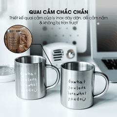 Cốc Inox Micofi, Ly Inox, Ly Giữ Nhiệt Đựng Nước 304 Cao Cấp, Cốc Giữ Nhiệt Uống Cà Phê 300ML Uống Nước Có Quai 2 Lớp