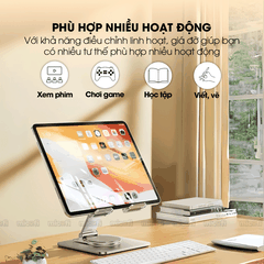 Giá Đỡ Ipad Micofi, Kê Điện Thoại, Giá Đỡ Máy Tính Bảng Xoay 360 Độ, Kệ Ipad Tản Nhiệt Tablet Acrylic Kim Loại