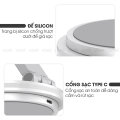 Sạc Không Dây Micofi Iphone Nhanh, Đế Sạc 4 In 1 Tai Nghe Bluetooth Airpod Điện Thoại Đồng Hồ, Trạm Magsafe Có Đèn LED