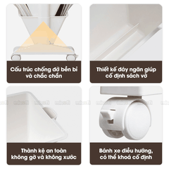 Kệ Sách Micofi, Giá Sách 3 Và 2 Tầng Có Bánh Xe, Kệ Đựng Hồ Sơ Đứng Nhiều Tầng Để Đồ Tài Liệu Giấy Tờ Văn Phòng Di Động