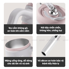 Ly Nước Micofi Giữ Nhiệt Inox 316 Có Nắp, Bình Giữ Nhiệt Cao Cấp Nóng Lạnh 1250ML Hai Lớp Có Ống Hút Tay Cầm Chống Tràn