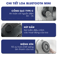 Loa Bluetooth Mini Micofi Nghe Nhạc Bass Mạnh, Loa Mini Bluetooth Có Đèn Phi Hành Gia Không Dây, Bluetooth 5.3