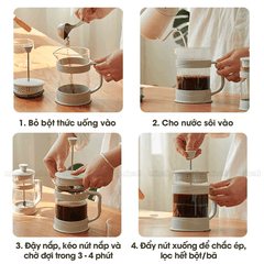 Bình Nước Pha Trà Micofi Giữ Nhiệt, Ấm Pha Trà Cà Phê Thuỷ Tinh, Bình Nước Hãm Cafe Có Lõi Lọc 2 Lớp Dung Tích 1 Lít