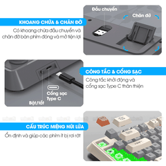 Bàn Phím Bluetooth Không Dây Xunfox x Micofi Giả Cơ Máy Tính, Bàn Phím Gaming Chơi Game Có Dây Laptop Điện Thoại PC LED