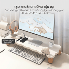 Kệ Màn Hình Micofi, Bàn Để Máy Vi Tính Kê Màn Hình PC Bằng Gỗ Decor, Bàn Kê Laptop Nâng Máy Tính Giá Đỡ Kệ Trắng 60 Cm