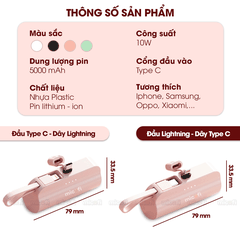 Sạc Dự Phòng Micofi, Pin Dự Phòng Mini Sạc Điện Thoại Samsung Iphone 5000mAh Nhanh Nhỏ Gọn Lightning Type C