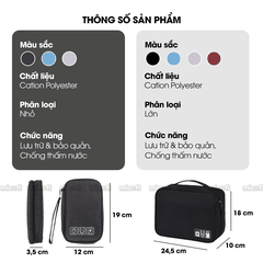 Túi Đựng Phụ Kiện Micofi Dây Cáp Sạc Laptop, Túi Đựng Đồ Công Nghệ Tay Cầm Chống Thấm Nước, Để Tai Nghe USB Nhiều Ngăn