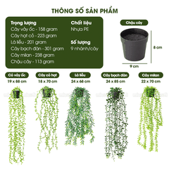 Chậu Cây Giả Dây Leo Micofi Trang Trí Nhựa Decor Ban Công, Cây Dây Leo Rủ Lá Cảnh Nhân Tạo Decor Phòng Ngủ Phòng Khách