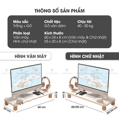 Kệ Màn Hình Micofi, Bàn Để Máy Vi Tính Kê Màn Hình PC Bằng Gỗ Decor, Bàn Kê Laptop Nâng Máy Tính Giá Đỡ Kệ Trắng 60 Cm