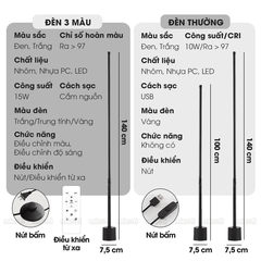 Đèn LED Micofi Trang Trí, LED Để Sàn Cây Đứng Decor Nhiều Màu, Đèn Cây Cột Cao Phòng Khách Hiện Đại Phòng Ngủ Đọc Sách