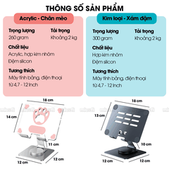 Giá Đỡ Ipad Micofi, Kê Điện Thoại, Giá Đỡ Máy Tính Bảng Xoay 360 Độ, Kệ Ipad Tản Nhiệt Tablet Acrylic Kim Loại