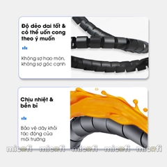 Ống Đi Dây Điện Micofi Cố Định Nẹp Luồn Dây Vỏ Bọc Dây Cáp 1,5 M Kèm Kẹp