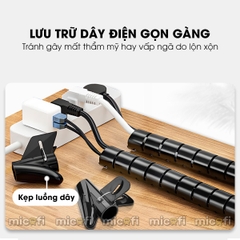 Ống Đi Dây Điện Micofi Cố Định Nẹp Luồn Dây Vỏ Bọc Dây Cáp 1,5 M Kèm Kẹp