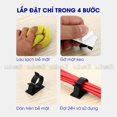 Khóa Cố Định Dây Cáp Điện Micofi Dán Tường Điều Chỉnh 4 Mức Combo 10 Cái