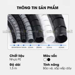 Ống Đi Dây Điện Micofi Cố Định Nẹp Luồn Dây Vỏ Bọc Dây Cáp 1,5 M Kèm Kẹp