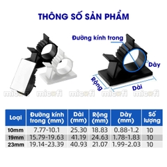 Khóa Cố Định Dây Cáp Điện Micofi Dán Tường Điều Chỉnh 4 Mức Combo 10 Cái