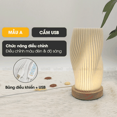 Đèn LED Bàn Micofi Trang Trí, LED Ngủ Decor Đọc Sách Để Bàn Phòng Khách Phòng Ngủ, Đèn 3D Nhiều Màu Gợn Sóng Hiện Đại