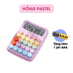 Máy Tính Cầm Tay Micofi Phím Cơ, Máy Tính Cầm Tay Mini Màu Pastel Cute Bấm Tay Điện Tử Bỏ Túi 12 Số Tính Toán Tặng Pin