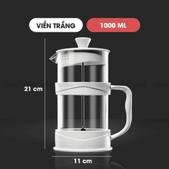 Bình Nước Pha Trà Micofi Giữ Nhiệt, Ấm Pha Trà Cà Phê Thuỷ Tinh, Bình Nước Hãm Cafe Có Lõi Lọc 2 Lớp Dung Tích 1 Lít