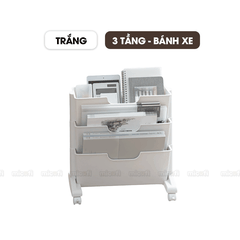 Kệ Sách Micofi, Giá Sách 3 Và 2 Tầng Có Bánh Xe, Kệ Đựng Hồ Sơ Đứng Nhiều Tầng Để Đồ Tài Liệu Giấy Tờ Văn Phòng Di Động