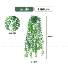 Chậu Cây Giả Dây Leo Micofi Trang Trí Nhựa Decor Ban Công, Cây Dây Leo Rủ Lá Cảnh Nhân Tạo Decor Phòng Ngủ Phòng Khách