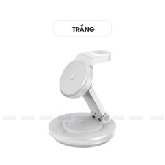 Sạc Không Dây Micofi Iphone Nhanh, Đế Sạc 4 In 1 Tai Nghe Bluetooth Airpod Điện Thoại Đồng Hồ, Trạm Magsafe Có Đèn LED