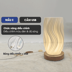 Đèn LED Bàn Micofi Trang Trí, LED Ngủ Decor Đọc Sách Để Bàn Phòng Khách Phòng Ngủ, Đèn 3D Nhiều Màu Gợn Sóng Hiện Đại