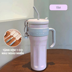 Ly Nước Micofi Giữ Nhiệt Inox 316 Có Nắp, Bình Giữ Nhiệt Cao Cấp Nóng Lạnh 1250ML Hai Lớp Có Ống Hút Tay Cầm Chống Tràn