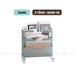 Kệ Sách Micofi, Giá Sách 3 Và 2 Tầng Có Bánh Xe, Kệ Đựng Hồ Sơ Đứng Nhiều Tầng Để Đồ Tài Liệu Giấy Tờ Văn Phòng Di Động