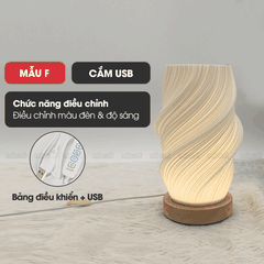 Đèn LED Bàn Micofi Trang Trí, LED Ngủ Decor Đọc Sách Để Bàn Phòng Khách Phòng Ngủ, Đèn 3D Nhiều Màu Gợn Sóng Hiện Đại