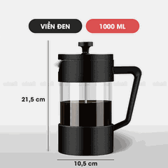 Bình Nước Pha Trà Micofi Giữ Nhiệt, Ấm Pha Trà Cà Phê Thuỷ Tinh, Bình Nước Hãm Cafe Có Lõi Lọc 2 Lớp Dung Tích 1 Lít