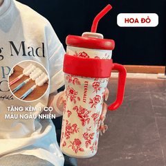 Ly Nước Micofi Giữ Nhiệt Inox 316 Có Nắp, Bình Giữ Nhiệt Cao Cấp Nóng Lạnh 1250ML Hai Lớp Có Ống Hút Tay Cầm Chống Tràn