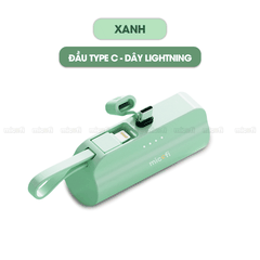 Sạc Dự Phòng Micofi, Pin Dự Phòng Mini Sạc Điện Thoại Samsung Iphone 5000mAh Nhanh Nhỏ Gọn Lightning Type C