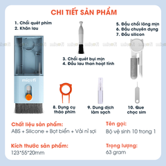 Bộ Vệ Sinh 10 trong 1 Micofi, Dụng Cụ Làm Sạch Laptop Tai Nghe, Máy Tính, Bàn Phím, Camera