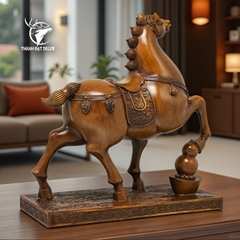 Tượng Ngựa Mã Đáo Thành Công Bột Đá Sơn Giả Gỗ – Trang Trí Phong Thủy Quà Tặng Tân Gia Khai Trương Sinh Nhật