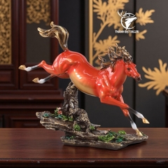 Tượng Ngựa Phong Thủy Mã Đáo Thành Công Màu Cam Trang Trí Phòng Khách Bàn Làm Việc Quà Tặng Khai Trương Tân Gia