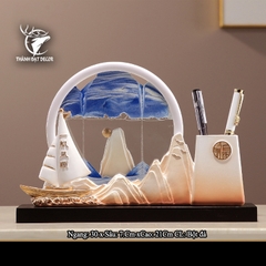 Tượng Thuyền Thuận Buồm Xuôi Gió Kèm Hộp Đựng Bút, Tranh Cát Decor Quà Tặng Tân Gia Khai Trương Sinh Nhật